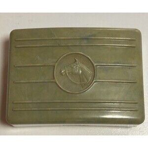 Rare Vintage Marbeled Green Horse Travel Soap Container Made In USA By Columbia